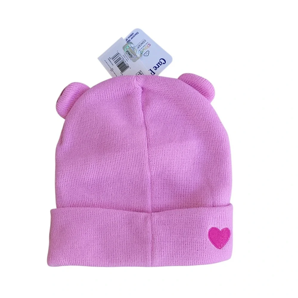 Care Bears Beanie‎ Kids One Size Pink NWT Cheer Bear Rainbow Ears Knit Hat